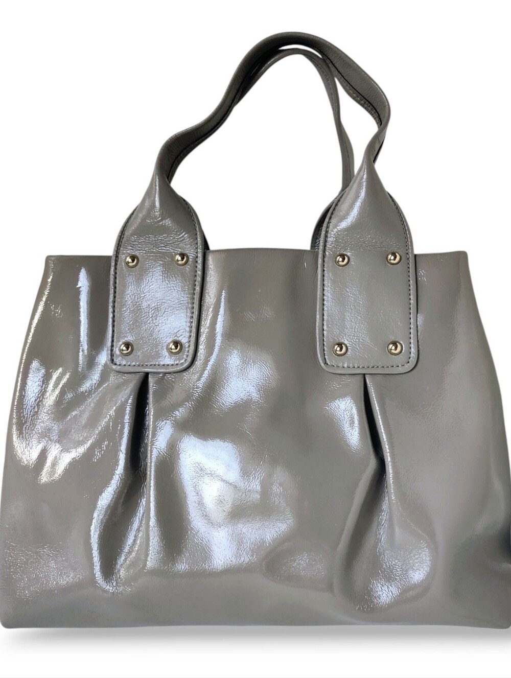KATE SPADE Summerville Louis Mouse Gray Patent Leather Shoulder Bag